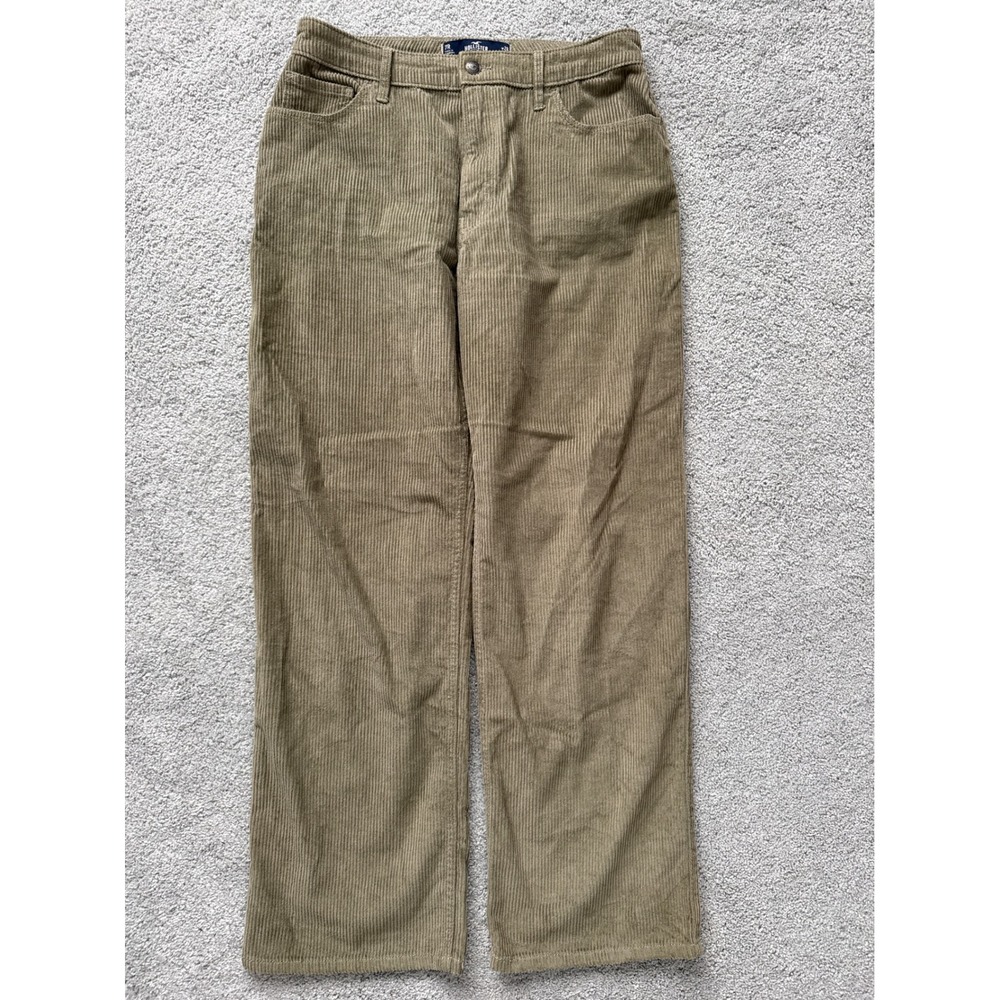 Hollister‎ High-Rise Dad Pants Tan Corduroy Straight Leg W28 7R Khaki Brown 90s